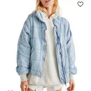 Dolman Sleeve Quilted Jacket in Blue